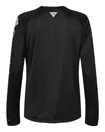 Columbia Columbia Women's PFG Tidal Tee™ II Long Sleeve in Black/ Cirrus Grey, back view