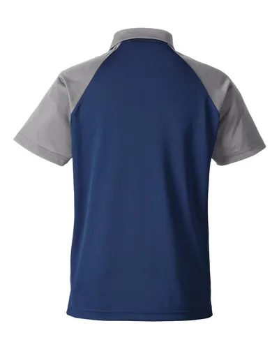 Team 365 Team 365 Men's Command Snag-Protection Colorblock Polo in Sport Dark Navy/ Sport Graphite, back view