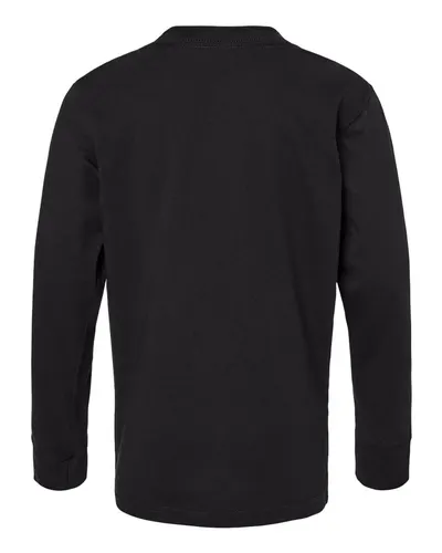 Next Level Next Level Youth Cotton Long Sleeve Tee in Black, back view