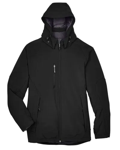 North End North End Men's Glacier Insulated Three-Layer Softshell with Detachable Hood in Black, front view