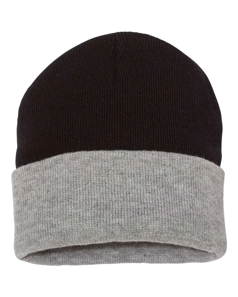 Sportsman Sportsman 12" Color Blocked Cuffed Beanie — Black/ Heather
