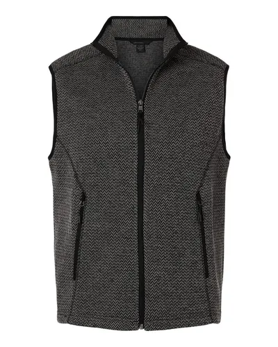 North End North End Men's Jasper Jacquard Fleece Vest in Black/ Grey, front view