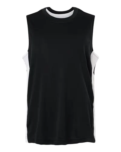 Team 365 Team 365 Youth Zone Performance Reversible Jersey in Black/ White, front view