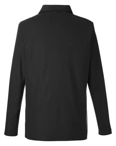 CORE365 CORE365 Men's Fusion ChromaSoft™ Long Sleeve Pique Polo in Black, back view