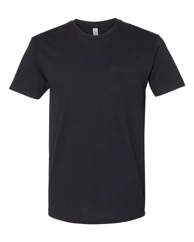 Next Level Next Level Unisex Cotton Pocket Tee in Black, front view