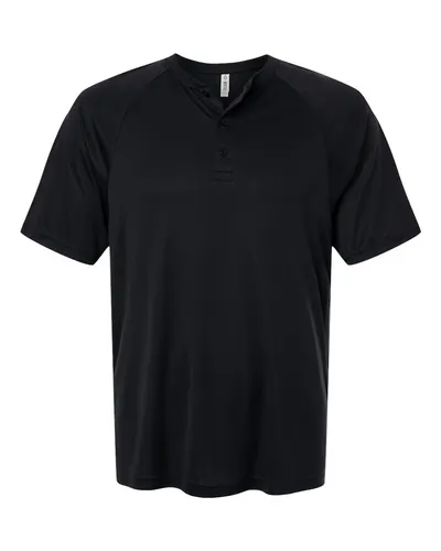 Team 365 Team 365 Men's Zone Performance Henley in Black, front view