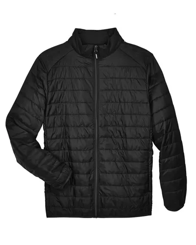 CORE365 CORE365 Men's Prevail Packable Puffer Jacket in Black, front view