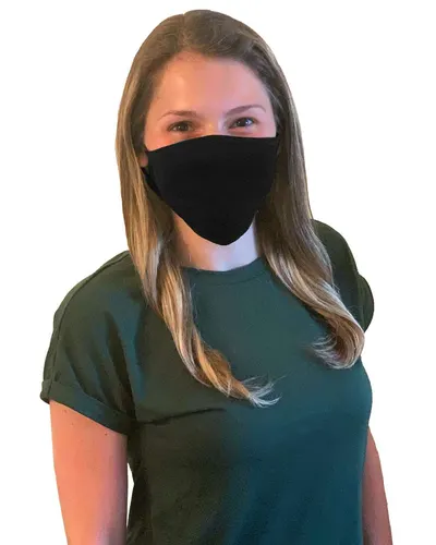 M&O M&O 100% Cotton Antimicrobial Triple Layer Adjustable Mask in Black, front view
