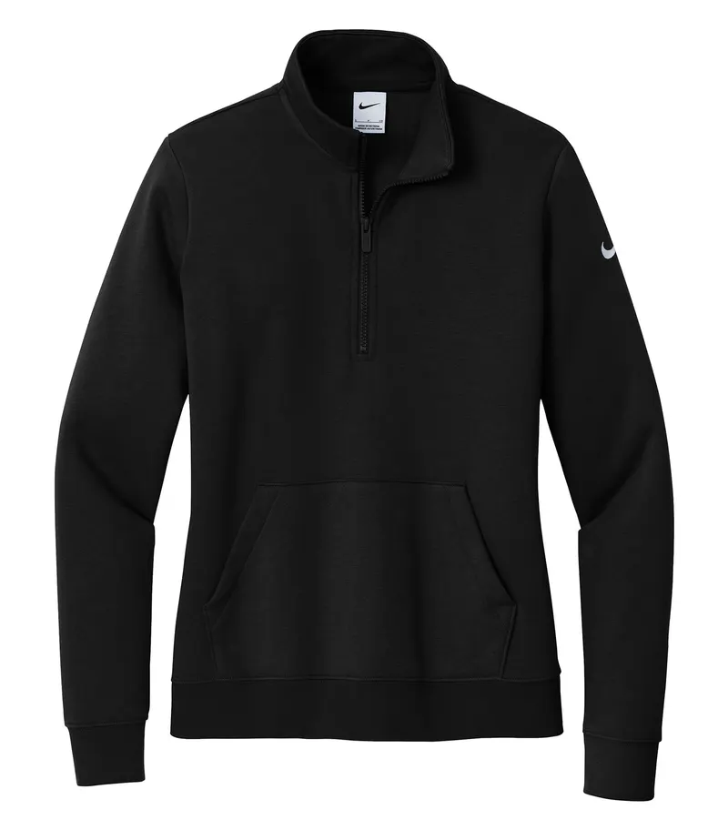 Nike NIKE CLUB FLEECE SLEEVE SWOOSH LADIES' 1/2 ZIP — Black