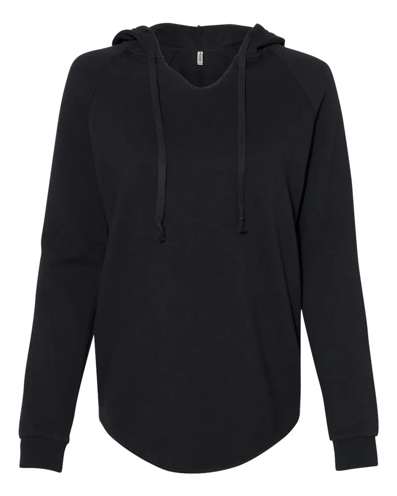 Independent Trading Co. Independent Trading Co. Women’s Lightweight California Wave Wash Hooded Sweatshirt — Black