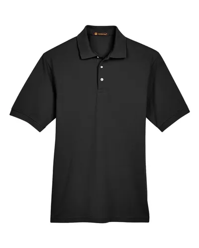 Harriton Harriton Men's Easy Blend™ Polo in Black, front view