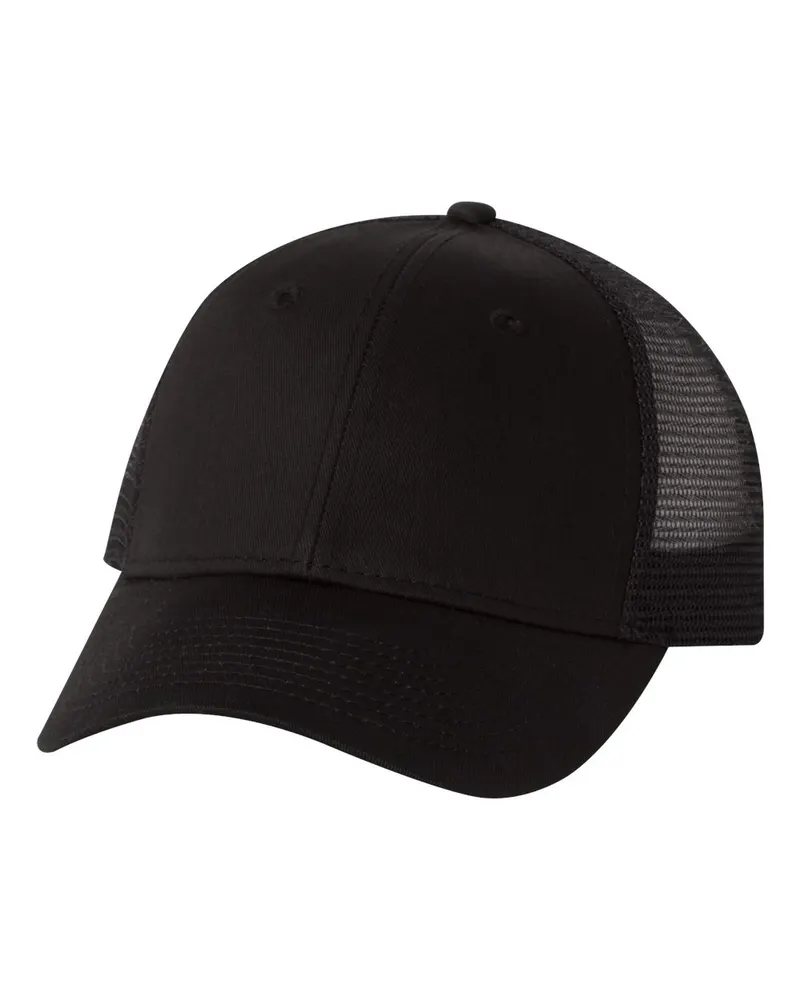 Valucap Valucap Mesh-Back Twill Trucker Cap — Black