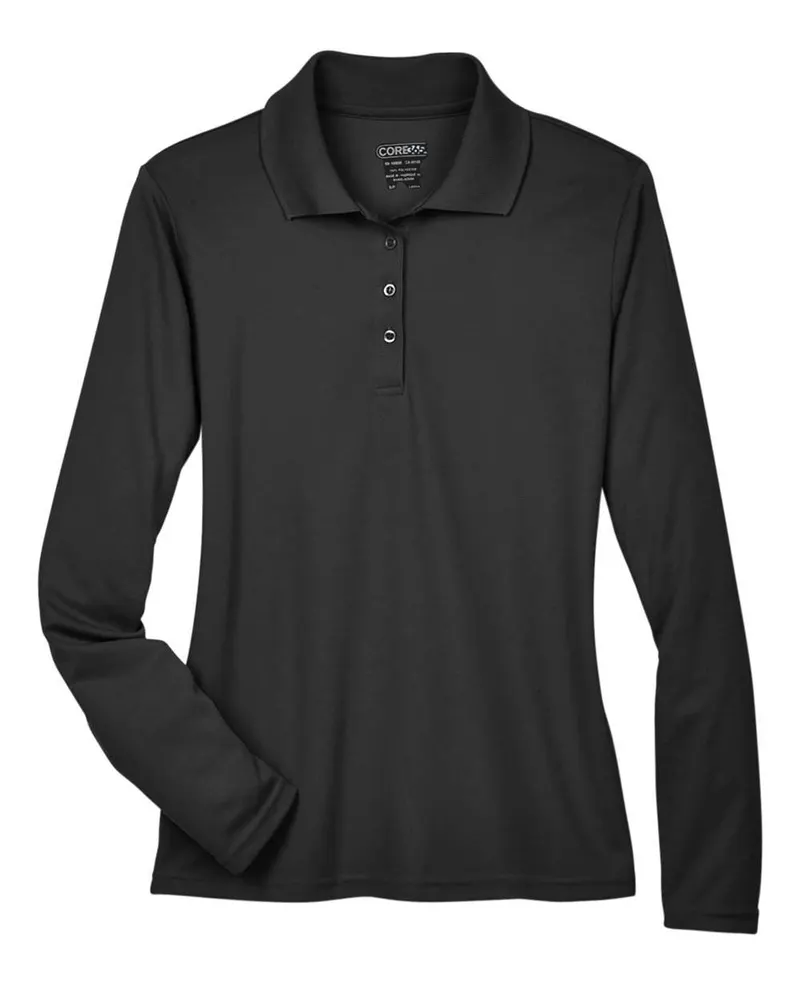 CORE365 CORE365 Women's Pinnacle Performance Long Sleeve Piqué Polo — Black