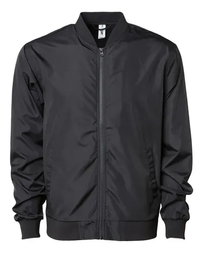 Independent Trading Co. Independent Trading Co. Unisex Lightweight Bomber Jacket in Black, front view