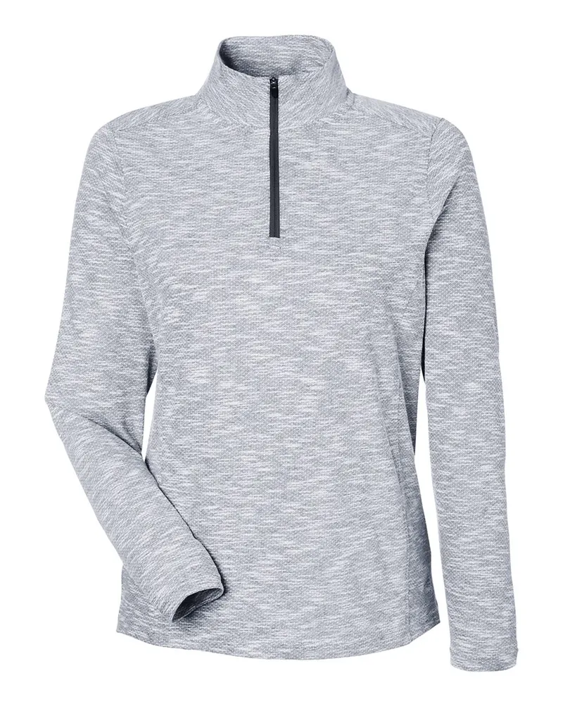 North End North End Women's Eclipse Jacquard Quarter-Zip Pullover — Black Heather