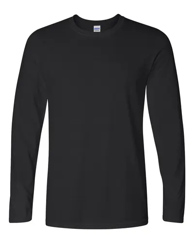 Gildan Gildan Unisex Softstyle® Long Sleeve T-Shirt in Black, front view