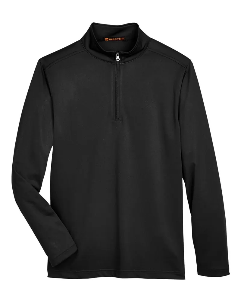 Harriton Harriton Men's Advantage Snag Protection Plus Quarter-Zip Pullover — Black