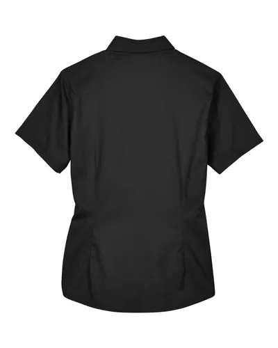 CORE365 CORE365 Women's Optimum Short Sleeve Twill Shirt in Black, back view