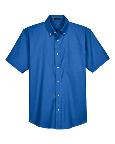 Harriton Harriton Men's Oxford Short Sleeve with Stain-Release in French Blue, front view