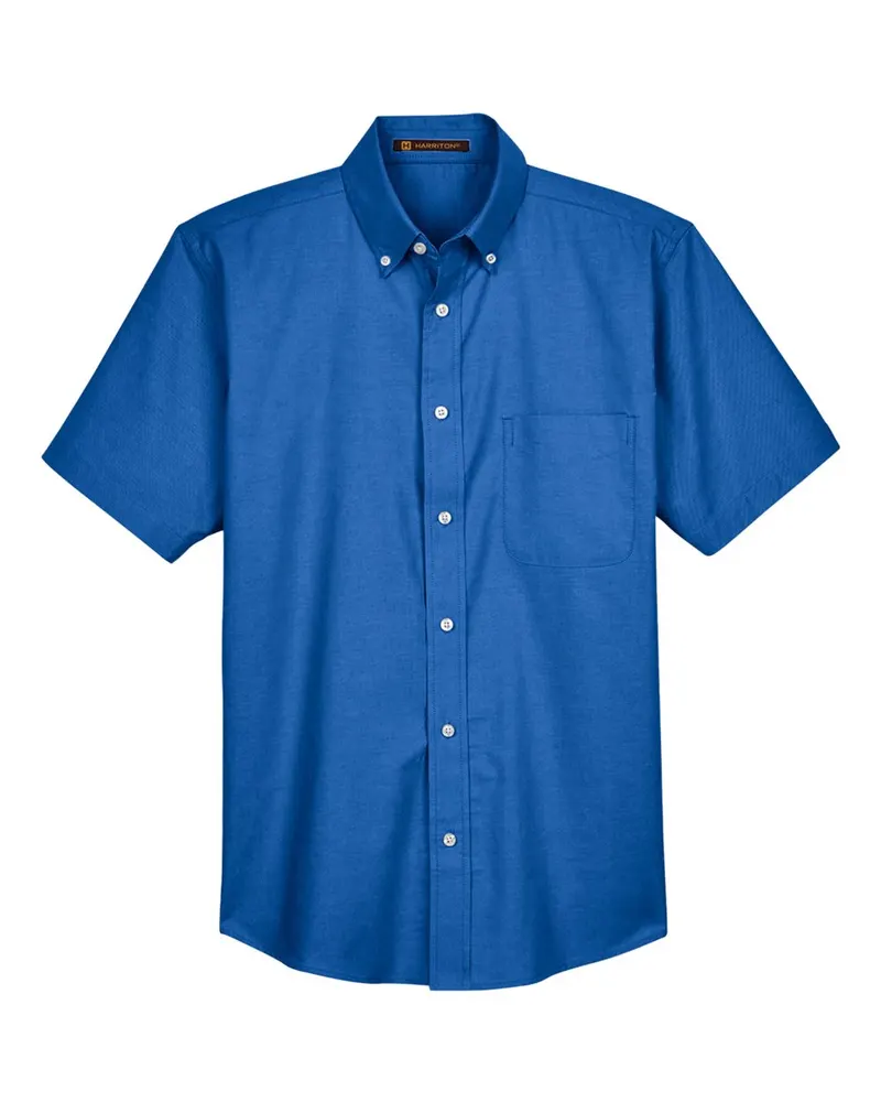 Harriton Harriton Men's Oxford Short Sleeve with Stain-Release — French Blue