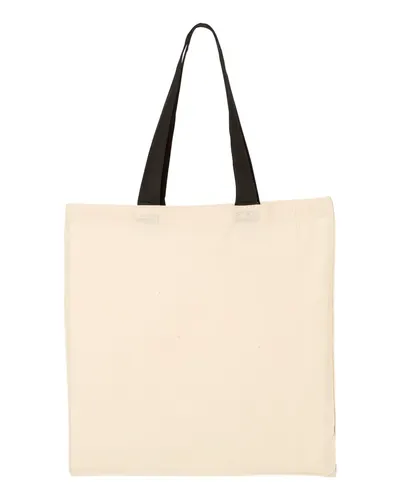 Q-Tees Q-Tees Economical Tote with Contrast-Color Handles in Natural/ Black, front view