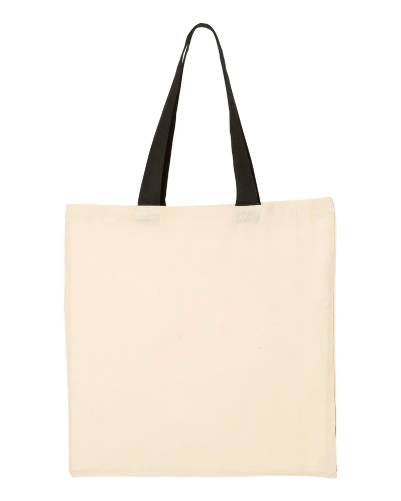 Q-Tees Q-Tees Economical Tote with Contrast-Color Handles — Natural/ Black