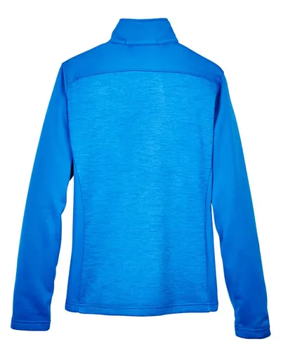 Devon & Jones Devon & Jones Women's Newbury Colorblock Mélange Fleece Full-Zip Jacket in French Blue/ French Blue Heather, back view