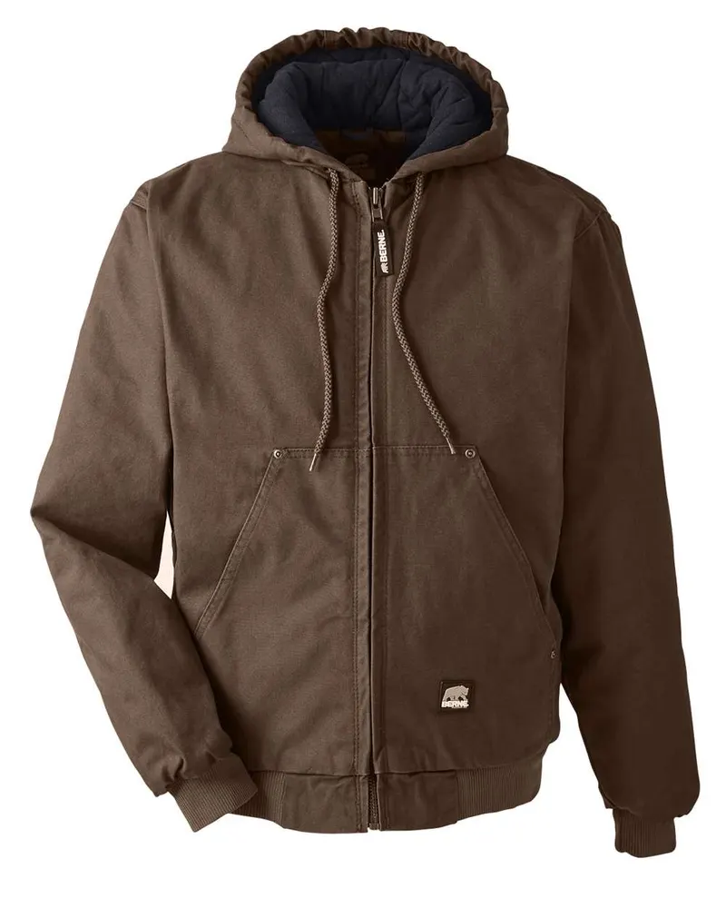 Berne Apparel Berne Apparel Men's Heartland Washed Cotton Duck Hooded Jacket — Bark