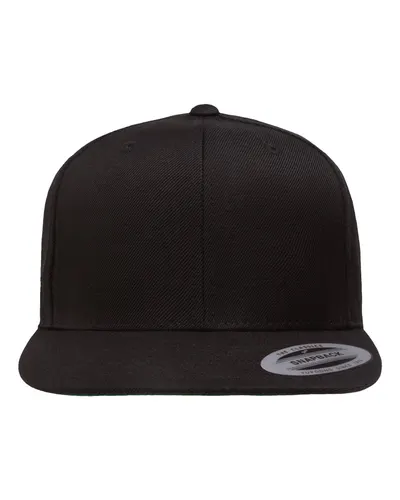 YP Classics YP Classics Premium Flat Bill Snapback Cap in Black, front view