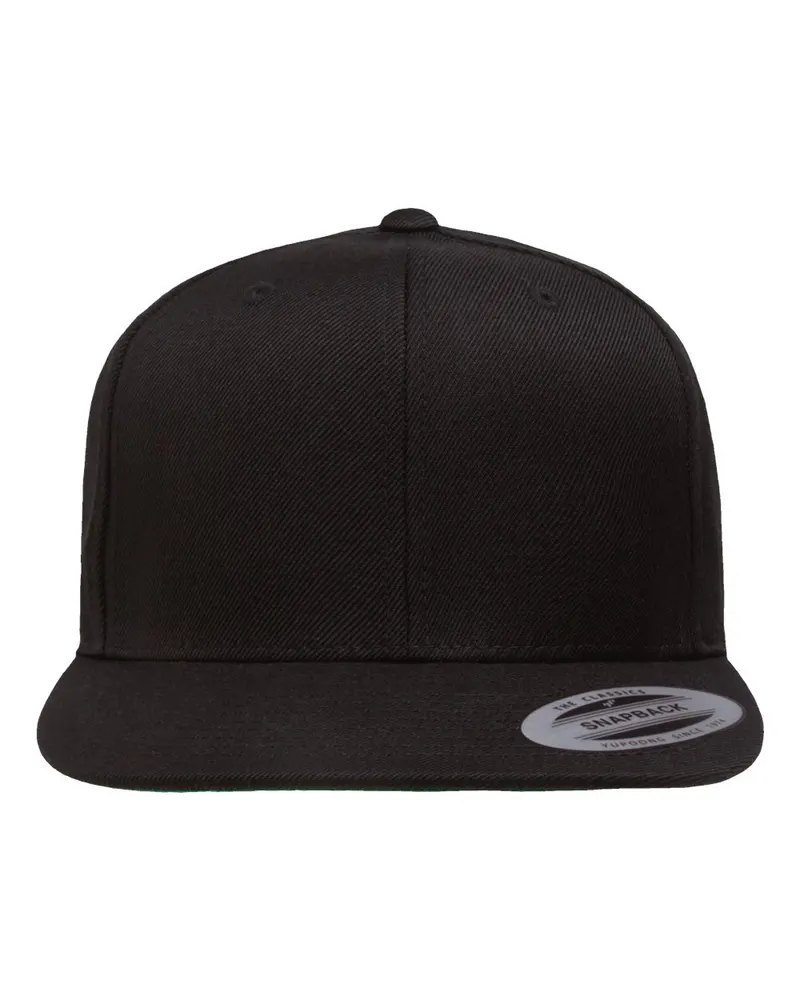 YP Classics YP Classics Premium Flat Bill Snapback Cap — Black