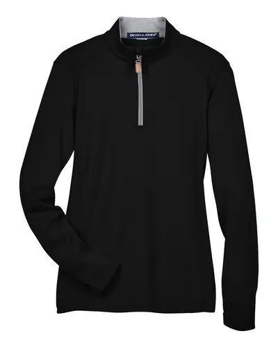 Devon & Jones Devon & Jones Women's DRYTEC20™ Performance Quarter-Zip Pullover in Black/ Grey Heather/ Graphite, front view