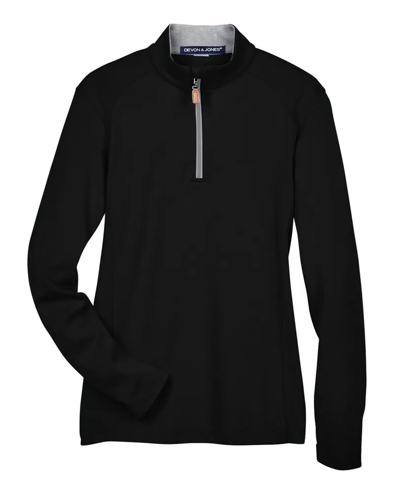 Devon & Jones Devon & Jones Women's DRYTEC20™ Performance Quarter-Zip Pullover — Black/ Grey Heather/ Graphite