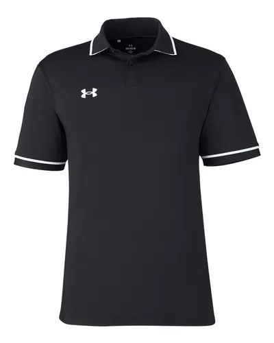 Under Armour Under Armour Men's Tipped Teams Performance Polo in Black/ White, front view