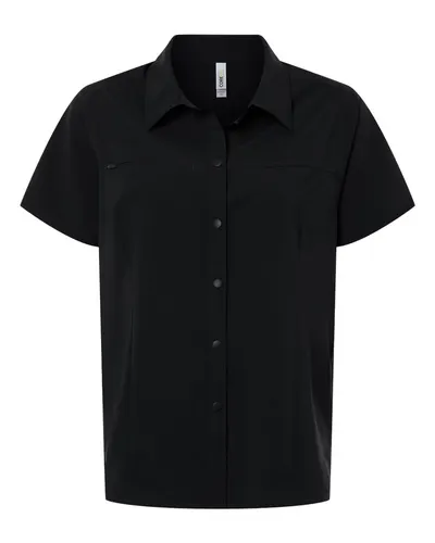 CORE365 CORE365 Women's UltraUVP Shoreline Short Sleeve Staff Shirt in Black, front view