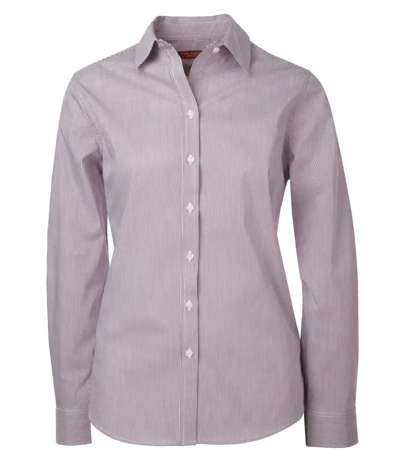 Coal Harbour® COAL HARBOUR® MINI STRIPE STRETCH WOVEN LADIES' SHIRT — Aubergine Purple