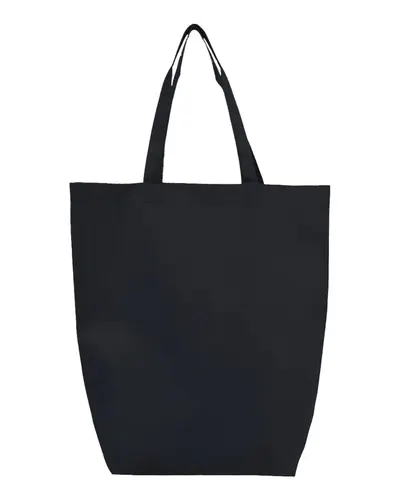Q-Tees Q-Tees Non-Woven Gusset Bottom Tote in Black, front view