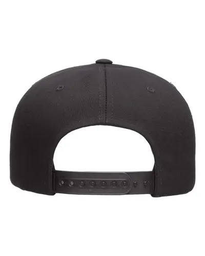 YP Classics YP Classics Five-Panel Cotton Twill Snapback Cap in Black, back view