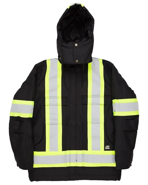 Berne Apparel Berne Apparel Tall Safety Striped Arctic Insulated Chore Coat — Black