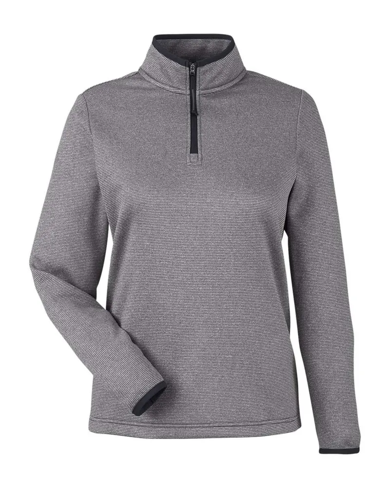 CORE365 CORE365 Women's Venture Heathered Stripe Quarter-Zip Pullover — Black/ White