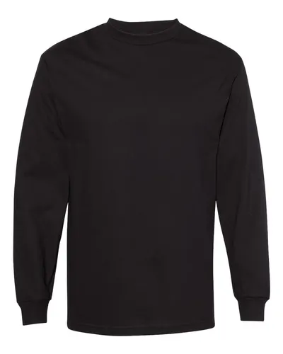 American Apparel American Apparel Unisex Heavyweight Cotton Long Sleeve Tee in Black, front view