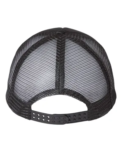 Valucap Valucap Foam Mesh-Back Trucker Cap in Black/ Black, back view