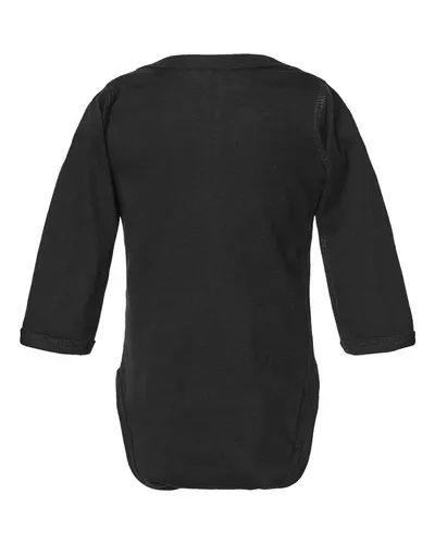 Rabbit Skins Rabbit Skins Infant Fine Jersey Long Sleeve Bodysuit in Black, back view