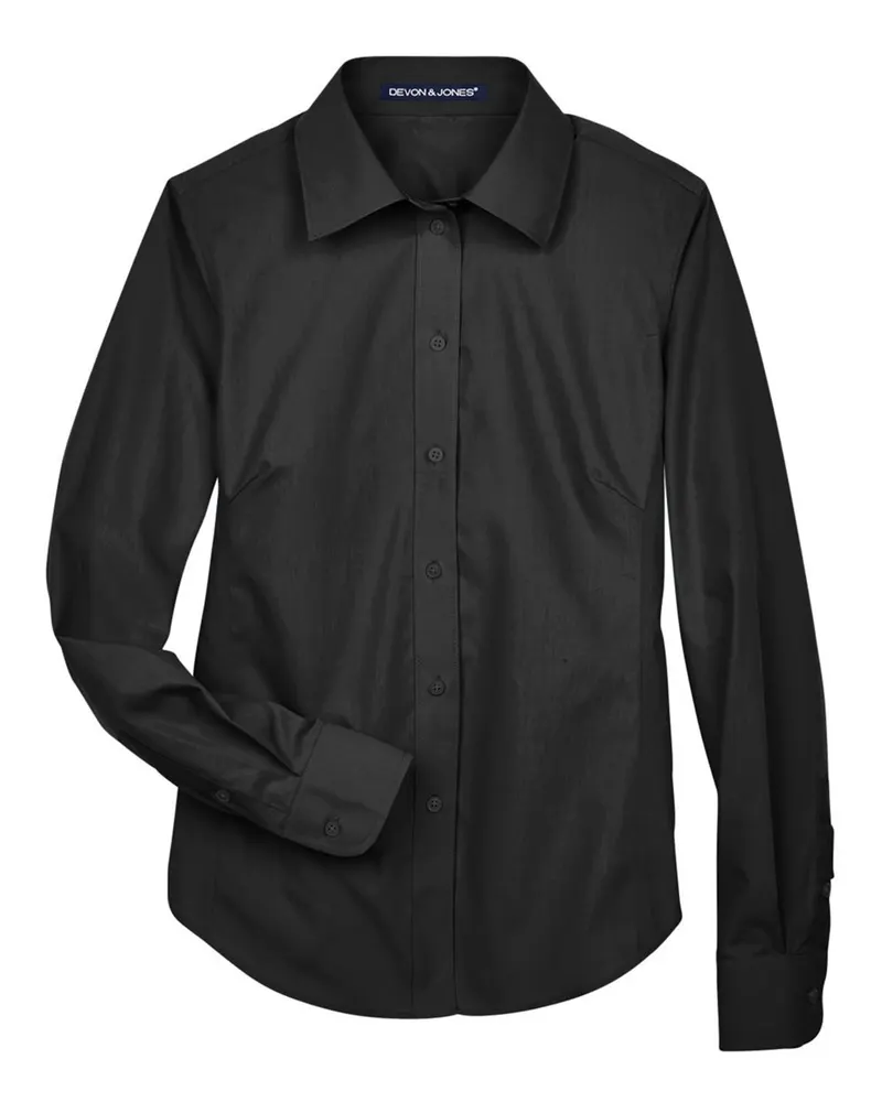 Devon & Jones Devon & Jones Women's Crown Collection® Broadcloth Woven Dress Shirt — Black