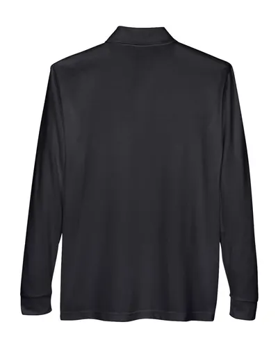 CORE365 CORE365 Men's Pinnacle Performance Long Sleeve Piqué Polo with Pocket in Black, back view