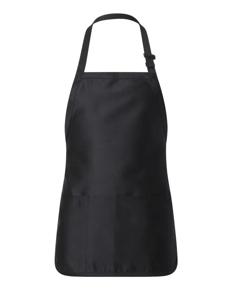 Q-Tees Q-Tees Full-Length Apron with Pouch Pocket — Black