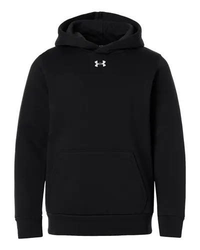 Under Armour Under Armour Youth Team Icon Fleece Hooded Sweatshirt in Black/ White, front view