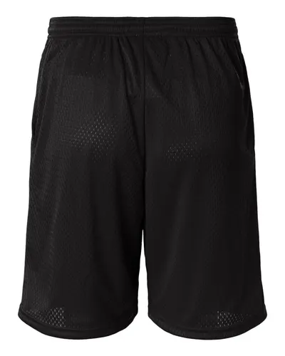 Champion Champion Unisex 9" Mesh Shorts with Pockets in Black, back view
