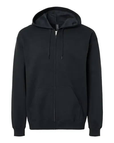 Gildan Gildan Unisex Softstyle® Midweight Full-Zip Hooded Sweatshirt in Black, front view