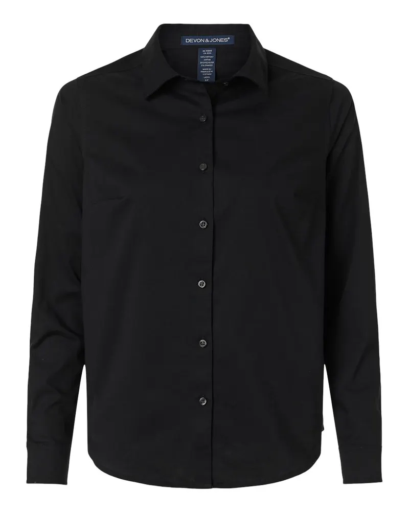 Devon & Jones Devon & Jones Women's CrownLux Performance® Spencer Poplin Dress Shirt — Black