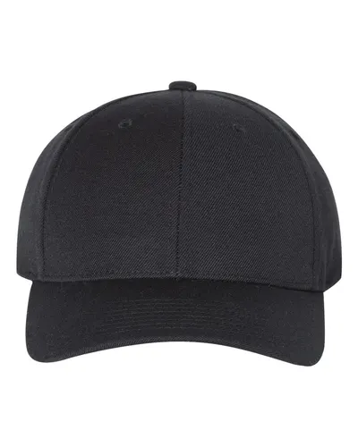 YP Classics YP Classics Premium Curved Bill Snapback Cap in Black, front view